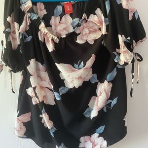 Dark Blue With Flowers Off The Shoulders 1x